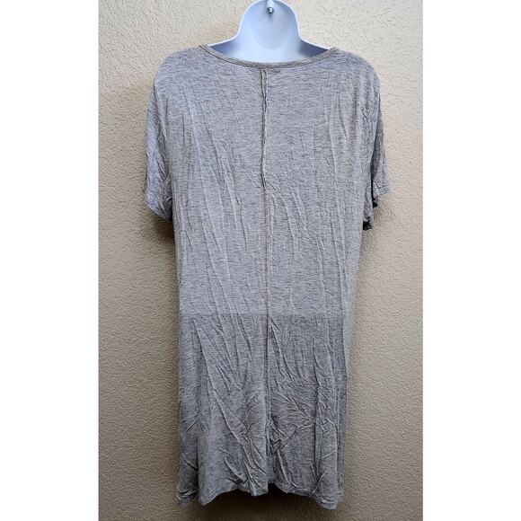 Terre Bleue Gray Heathered Short Sleeves Top Large Lightweight Flowy Stretchy - Picture 3 of 5